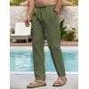 imageCOOFANDY Mens Linen Casual Pants Elastic Waist Beach Pants Lightweight Drawstring Summer Yoga PantsArmy Green