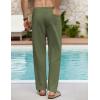 imageCOOFANDY Mens Linen Casual Pants Elastic Waist Beach Pants Lightweight Drawstring Summer Yoga PantsArmy Green