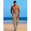 imageCOOFANDY Mens Linen Harem Drawstring Pants Casual Elastic Waist Lightweight Trouser Hippie Summer Beach Yoga PantsLinen Khaki