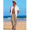 imageCOOFANDY Mens Linen Harem Drawstring Pants Casual Elastic Waist Lightweight Trouser Hippie Summer Beach Yoga PantsLinen Khaki
