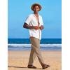 imageCOOFANDY Mens Linen Harem Drawstring Pants Casual Elastic Waist Lightweight Trouser Hippie Summer Beach Yoga PantsLinen Khaki