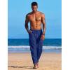 imageCOOFANDY Mens Linen Harem Drawstring Pants Casual Elastic Waist Lightweight Trouser Hippie Summer Beach Yoga PantsRoyal Blue