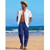 imageCOOFANDY Mens Linen Harem Drawstring Pants Casual Elastic Waist Lightweight Trouser Hippie Summer Beach Yoga PantsRoyal Blue