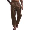 imageCOOFANDY Linen Pants Mens Lightweight Linen Pants Elastic Waist Beach Yoga Summer TrousersBrown