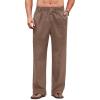 imageCOOFANDY Mens Casual Linen Cotton Pants Elastic Waist Summer Beach Trousers Lightweight Yoga Vacation PantsBrown