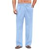 imageCOOFANDY Mens Casual Linen Cotton Pants Elastic Waist Summer Beach Trousers Lightweight Yoga Vacation PantsLight Blue