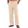 imageCOOFANDY Mens Linen Pants Drawstring Casual Loose Fit Beach Summer Pants Lightweight Linen Trousers Yoga PantsMoon Gray
