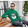 imageCOOFANDY Mens Casual Slim Fit Turtleneck T Shirts Lightweight Basic Cotton PulloversGreen Santa Claus