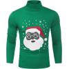 imageCOOFANDY Mens Casual Slim Fit Turtleneck T Shirts Lightweight Basic Cotton PulloversGreen Santa Claus