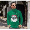 imageCOOFANDY Mens Casual Slim Fit Turtleneck T Shirts Lightweight Basic Cotton PulloversGreen Santa Claus