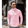 imageCOOFANDY Mens Casual Slim Fit Turtleneck T Shirts Lightweight Basic Cotton PulloversLight Pink