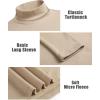 imageCOOFANDY Mens Turtle Neck Shirts High Neck Mock Neck T Shirts Long Sleeve Slim Fit Sweater Casual Thermal PulloverBeige