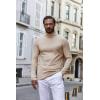 imageCOOFANDY Mens Turtle Neck Shirts High Neck Mock Neck T Shirts Long Sleeve Slim Fit Sweater Casual Thermal PulloverBeige