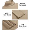 imageCOOFANDY Mens Turtle Neck Shirts High Neck Mock Neck T Shirts Long Sleeve Slim Fit Sweater Casual Thermal PulloverKhaki