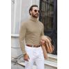imageCOOFANDY Mens Turtle Neck Shirts High Neck Mock Neck T Shirts Long Sleeve Slim Fit Sweater Casual Thermal PulloverKhaki