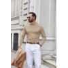 imageCOOFANDY Mens Turtle Neck Shirts High Neck Mock Neck T Shirts Long Sleeve Slim Fit Sweater Casual Thermal PulloverKhaki