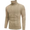 imageCOOFANDY Mens Turtleneck Sweater Slim Fit Casual Warm Twisted Knitted Pullover Sweaters01khaki