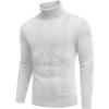 imageCOOFANDY Mens Turtleneck Sweater Slim Fit Casual Warm Twisted Knitted Pullover Sweaters01white