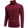 imageCOOFANDY Mens Turtleneck Sweater Slim Fit Casual Warm Twisted Knitted Pullover Sweaters01wine Red