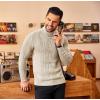 imageCOOFANDY Mens Turtleneck Sweater Slim Fit Casual Warm Twisted Knitted Pullover SweatersBeige