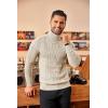 imageCOOFANDY Mens Turtleneck Sweater Slim Fit Casual Warm Twisted Knitted Pullover SweatersBeige