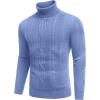 imageCOOFANDY Mens Turtleneck Sweater Slim Fit Casual Warm Twisted Knitted Pullover SweatersBlue
