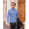 imageCOOFANDY Mens Turtleneck Sweater Slim Fit Casual Warm Twisted Knitted Pullover SweatersBlue