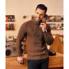 imageCOOFANDY Mens Turtleneck Sweater Slim Fit Casual Warm Twisted Knitted Pullover SweatersBrown