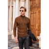 imageCOOFANDY Mens Turtleneck Sweater Slim Fit Casual Warm Twisted Knitted Pullover SweatersBrown