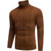 imageCOOFANDY Mens Turtleneck Sweater Slim Fit Casual Warm Twisted Knitted Pullover SweatersBrown