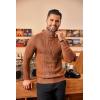 imageCOOFANDY Mens Turtleneck Sweater Slim Fit Casual Warm Twisted Knitted Pullover SweatersCaramel
