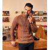 imageCOOFANDY Mens Turtleneck Sweater Slim Fit Casual Warm Twisted Knitted Pullover SweatersCaramel