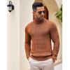 imageCOOFANDY Mens Turtleneck Sweater Slim Fit Casual Warm Twisted Knitted Pullover SweatersCaramel