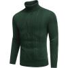 imageCOOFANDY Mens Turtleneck Sweater Slim Fit Casual Warm Twisted Knitted Pullover SweatersDark Green