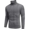 imageCOOFANDY Mens Turtleneck Sweater Slim Fit Casual Warm Twisted Knitted Pullover SweatersGray