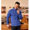 imageCOOFANDY Mens Turtleneck Sweater Slim Fit Casual Warm Twisted Knitted Pullover SweatersRoyal Blue
