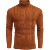 imageCOOFANDY Mens Turtleneck Sweater Slim Fit Casual Warm Twisted Knitted Pullover SweatersCaramel