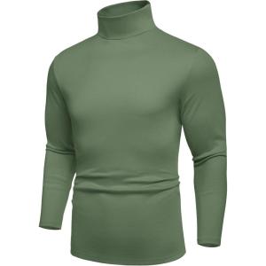 imageCOOFANDY Mens Turtle Neck Shirts High Neck Mock Neck T Shirts Long Sleeve Slim Fit Sweater Casual Thermal PulloverArmy Green