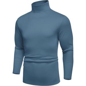 imageCOOFANDY Mens Turtle Neck Shirts High Neck Mock Neck T Shirts Long Sleeve Slim Fit Sweater Casual Thermal PulloverDark Blue