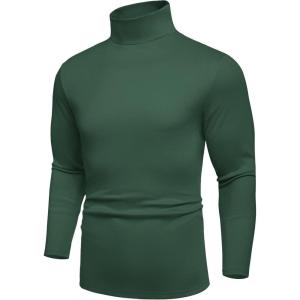 imageCOOFANDY Mens Turtle Neck Shirts High Neck Mock Neck T Shirts Long Sleeve Slim Fit Sweater Casual Thermal PulloverGreen