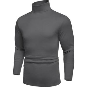 imageCOOFANDY Mens Turtle Neck Shirts High Neck Mock Neck T Shirts Long Sleeve Slim Fit Sweater Casual Thermal PulloverGrey