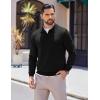 imageCOOFANDY Long Sleeve Polo Shirts for Men Knit Polo Sweater Lightweight Ribbed Pullover SweaterBlack