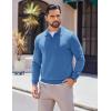imageCOOFANDY Long Sleeve Polo Shirts for Men Knit Polo Sweater Lightweight Ribbed Pullover SweaterDark Blue