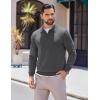 imageCOOFANDY Long Sleeve Polo Shirts for Men Knit Polo Sweater Lightweight Ribbed Pullover SweaterDark Gray