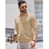 imageCOOFANDY Long Sleeve Polo Shirts for Men Knit Polo Sweater Lightweight Ribbed Pullover SweaterKhaki