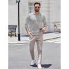 imageCOOFANDY Long Sleeve Polo Shirts for Men Knit Polo Sweater Lightweight Ribbed Pullover SweaterLight Gray