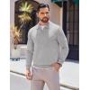 imageCOOFANDY Long Sleeve Polo Shirts for Men Knit Polo Sweater Lightweight Ribbed Pullover SweaterLight Gray
