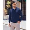 imageCOOFANDY Long Sleeve Polo Shirts for Men Knit Polo Sweater Lightweight Ribbed Pullover SweaterNavy Blue