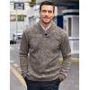 imageCOOFANDY Men Dress Sweater Shawl Collar Sweatshirt Fashion Light Fleece Sweatshirt Dark BlueBrown and White