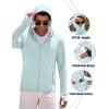 imageCOOFANDY Men Full Zip UPF 50 Sun Protection Hoodie Jacket Long Sleeve Lightweight Breathable UV Shirts with PocketsClear Blue